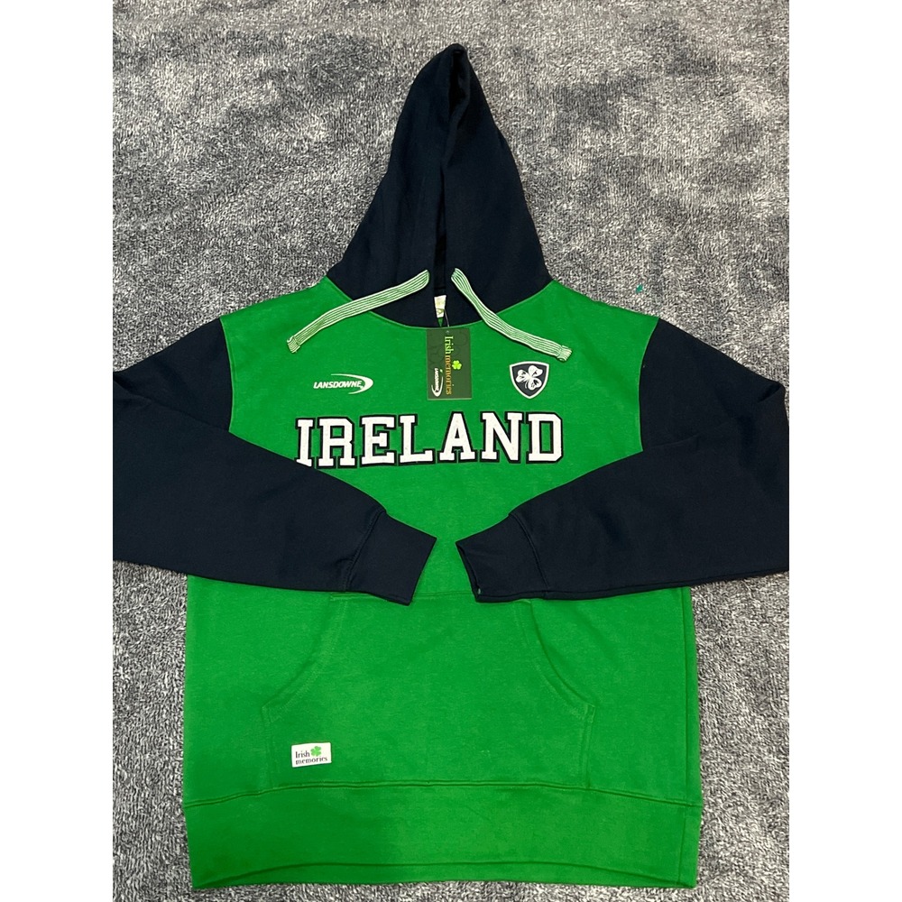 Lansdowne Irish Memories Ireland Hoodie Mens Medium Green Navy Pine IM5010-M